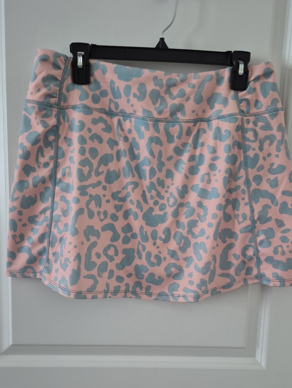 Pink & Blue Leopard-Print Skater Skort